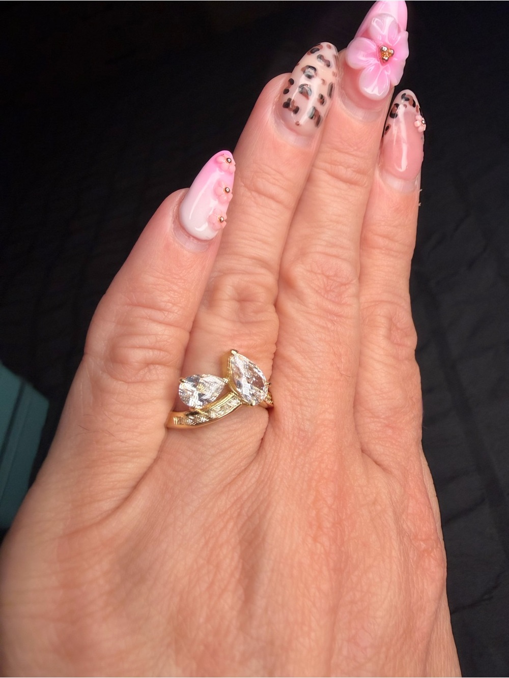Gold Filled Pear Cut AAA CZ Bypass Ring | Size 7